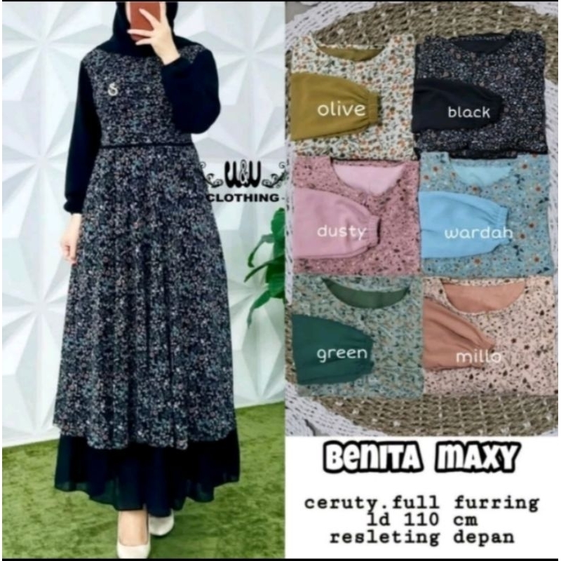 [ DRESS CERUTY ] BENITA DRESS LD 110 PJ 138 FULl FURING BUSUI RESLETING DEPAN ORI By W&W CLOTHING