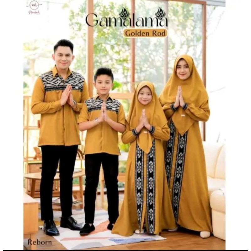 Gamalama golden rod Kemeja dan gamis baju couple keluarga, baju couple kondangan, baju lebaran