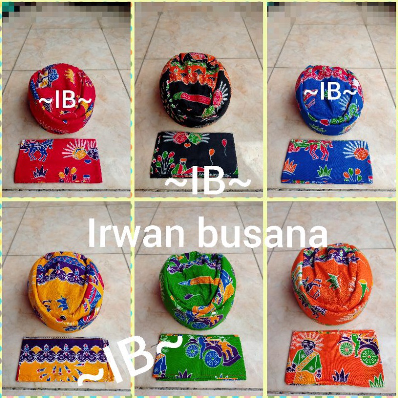 KUALITAS TERBAIK Blangkon betawi dewasa motif ondel2 atau topi adat betawi