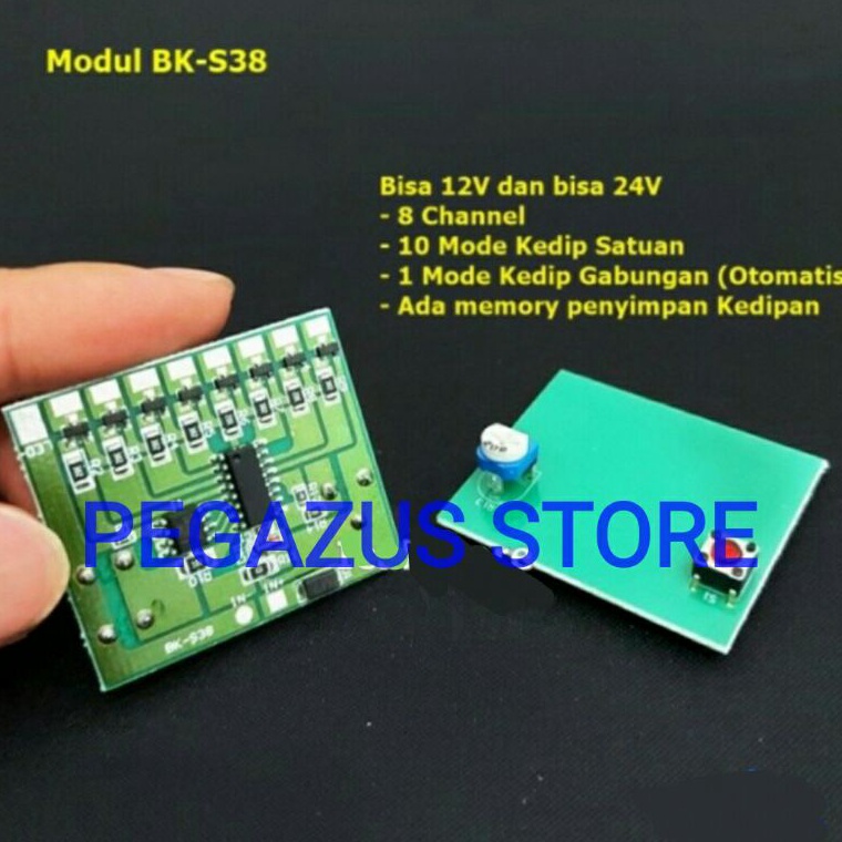 2 Pcs Modul BKS38 Modul Led Running 8TR 1 Mode Kedip with Memory a N5W2