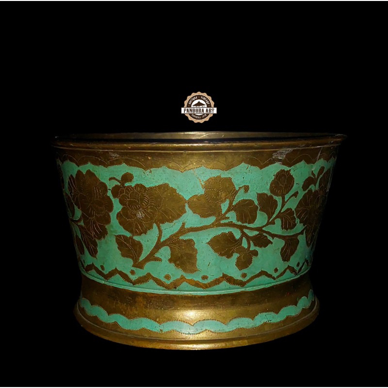 Bokor / Periuk kuningan ukir KUNO PAINTING size BESAR