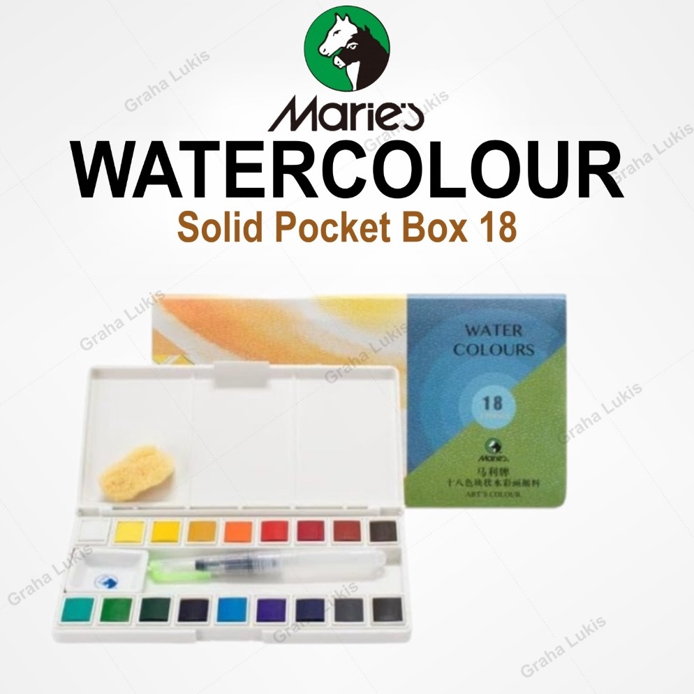 

KODE L23P Maries Watercolor 18 Pocket Box Solid Watercolor