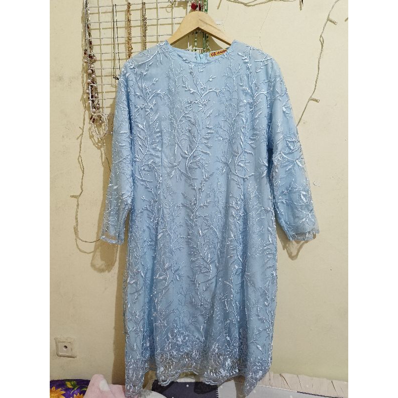 Tunik brokat sky blue (Preloved)