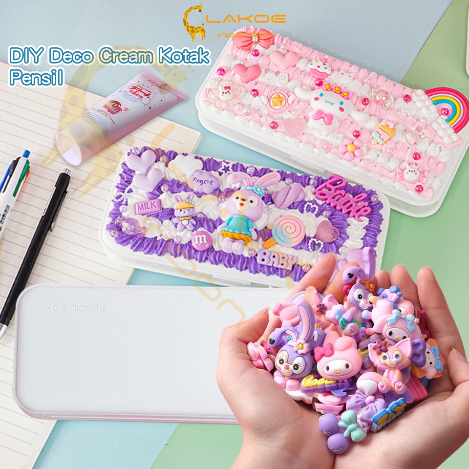 

LAKOE DIY Tempat Pensil Lucu Deco Cream Clay Kotak Pensil anak Mendekor Pencilcase Kotak Alat Tulis Sanrio c DA3