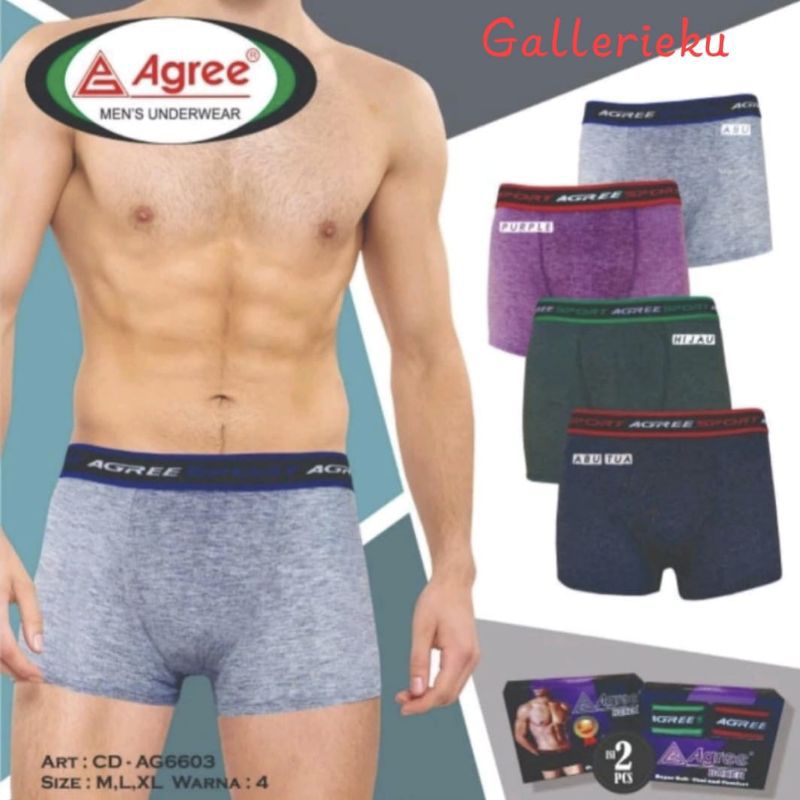 Agree Sport Cd Pria BOXER Trunk 6603 Super Soft 2Pcs