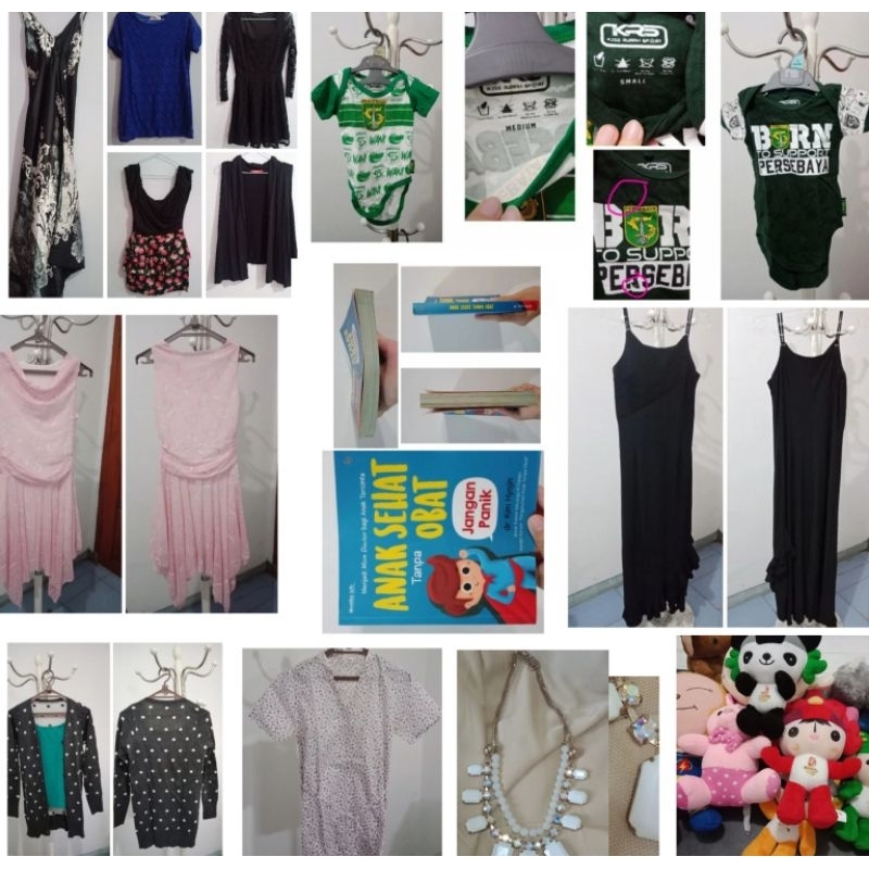 [MANICCA] Preloved Dress Pesta Wanita - Boneka Anak - Kalung Wanita - Baju Bayi Newborn - Baju Hamil