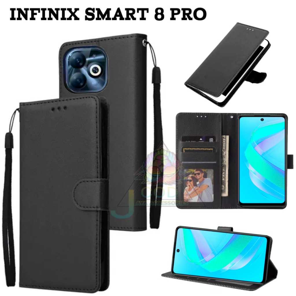Case Dompet Lipat Walet Leather Tipe INFINIX SMART 8 PRO Flip Dompet Polos Kulit