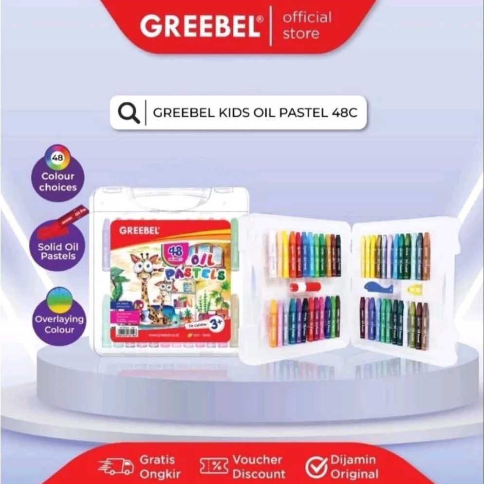 

crayon greebel 48 warna box plastik regular krayon oil pastel w H3F8