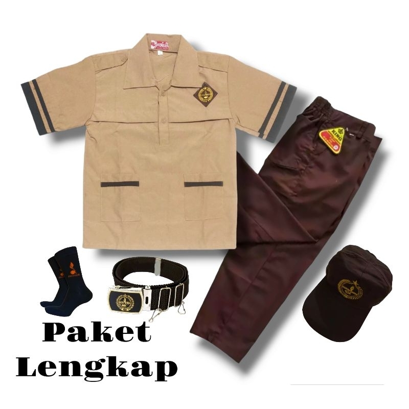 SETELAN SERAGAM SEKOLAH PRAMUKA SIAGA SD ANAK LAKI LAKI CELANA PANJANG BAJU LENGAN PENDEK KANCING 2