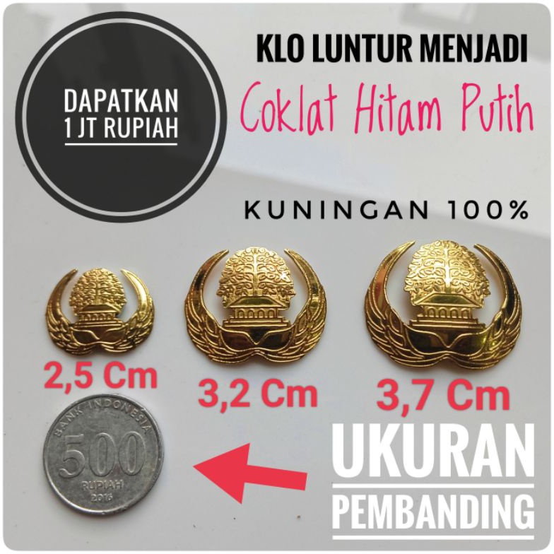 KODE I23S Pin Korpri Kuningan Asli  Anti Luntur Selamanya  Double Magnet