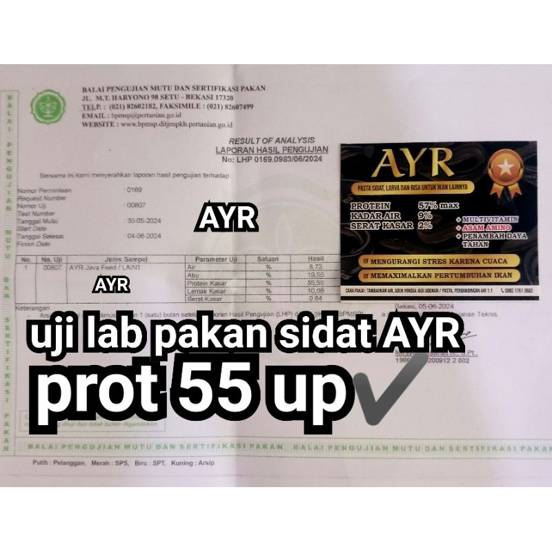 2 kg, AYR pengganti casut,pakan sidat,prot 57,bisa untuk lele,belut,koi,gabus,patin dan ikan lainnya