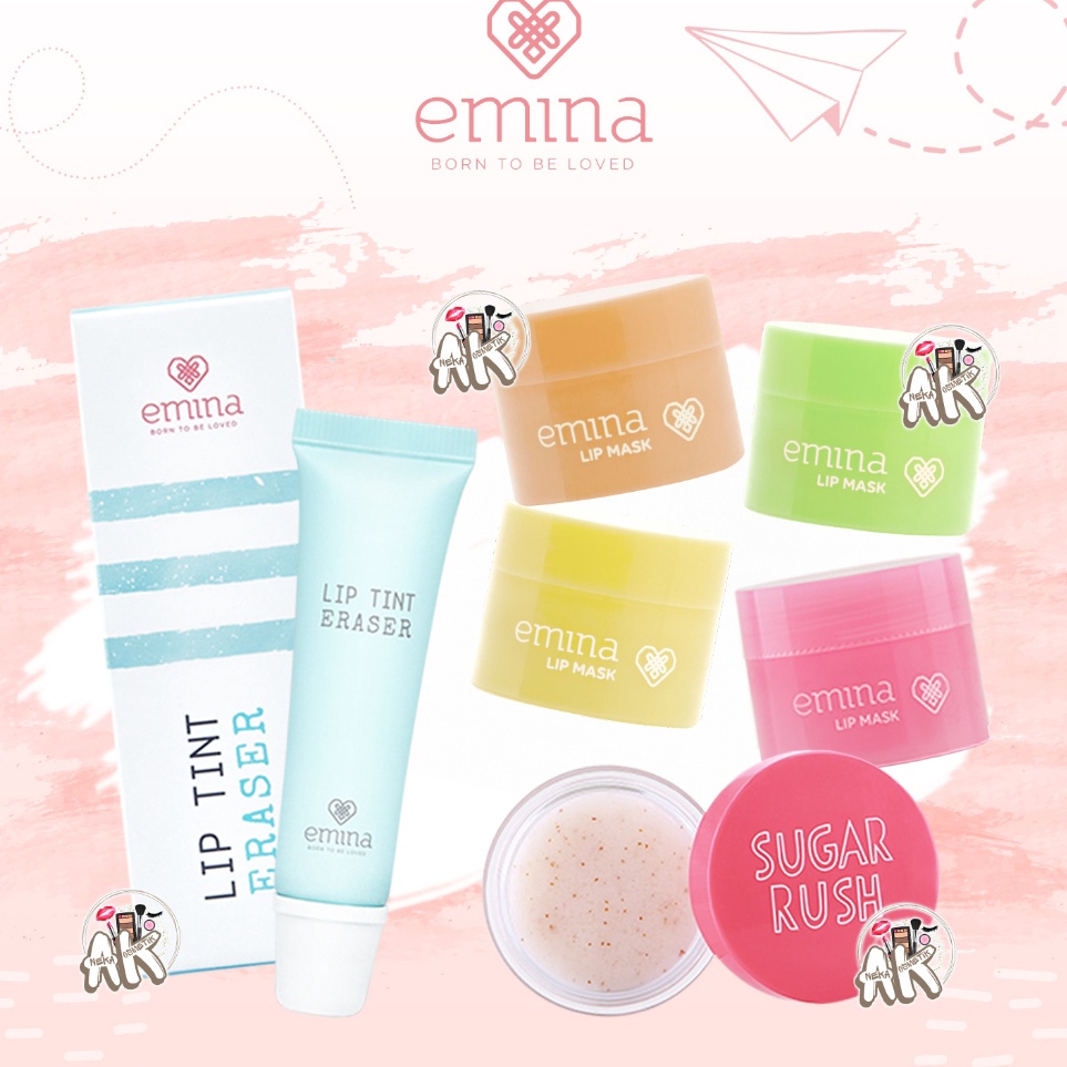 KODE K39I EMINA LIP CARE SERIES  LIPTINT ERASER  SUGAR LIP SCRUB  LIP MASK