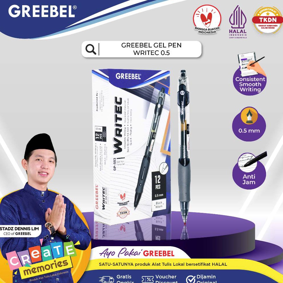 

GREEBEL GEL PEN GP53 WRITEC 5 Pulpen Gel Pulpen Greebel Pen Gel Ballpoint Gel a A4C5