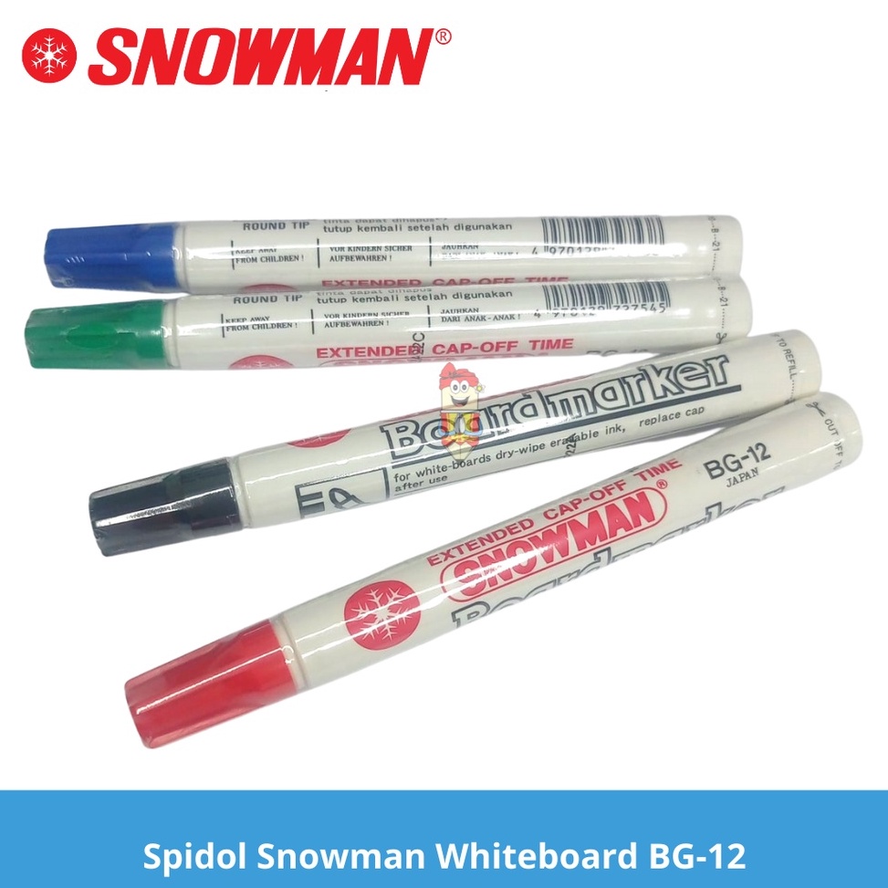 

PAKET Spidol Whiteboard Snowman BG12 1 LUSIN ISI 12 t R1L5