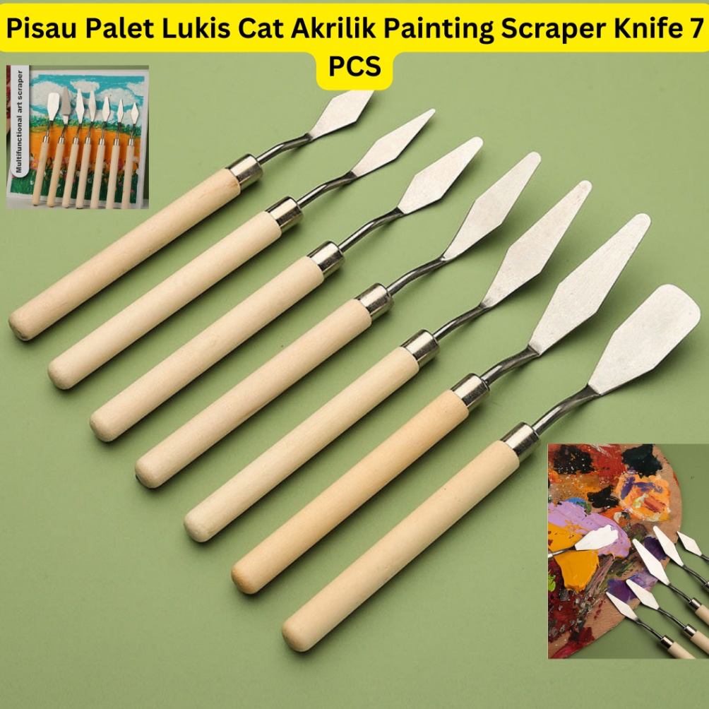 

Pisau Palet Lukis Cat Akrilik Painting Scraper Knife 7 PCS d K7W6