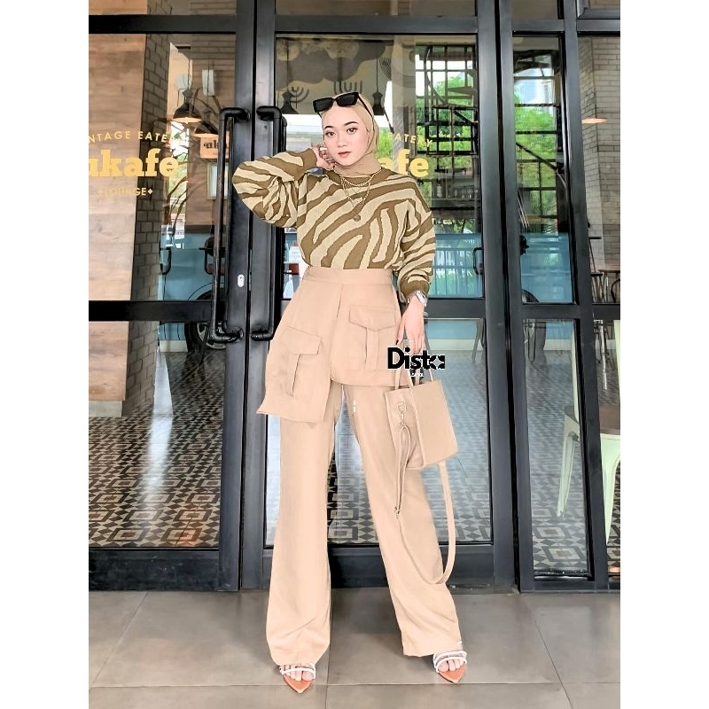 CELANA BESS PALAZO POCKET KANTONG DEPAN DRILL PREMIUM CELANA HIGHWAIST CARGO PANTS JUMBO WANITA KEKI