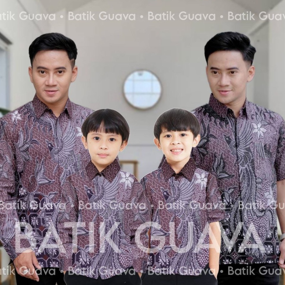 KODE S43K BATIK GUAVA  TERBARU Couple Sweet  Couple Batik Ayah dan Anak Lakilaki Motif PEKSI UNGU  B