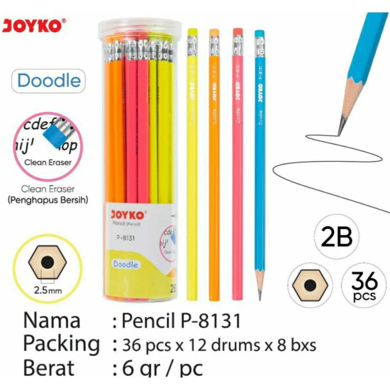 

pensil tabung 2B joyko P3181 isi 36 pc w K1I4