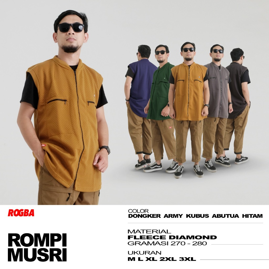 ROMPI MUSRI ROSAL POLOS / BAJU SHOLAT PRIA MURAH / BAJU KOKO MOTOR BAHAN FLEECE DIAMOND TEBAL