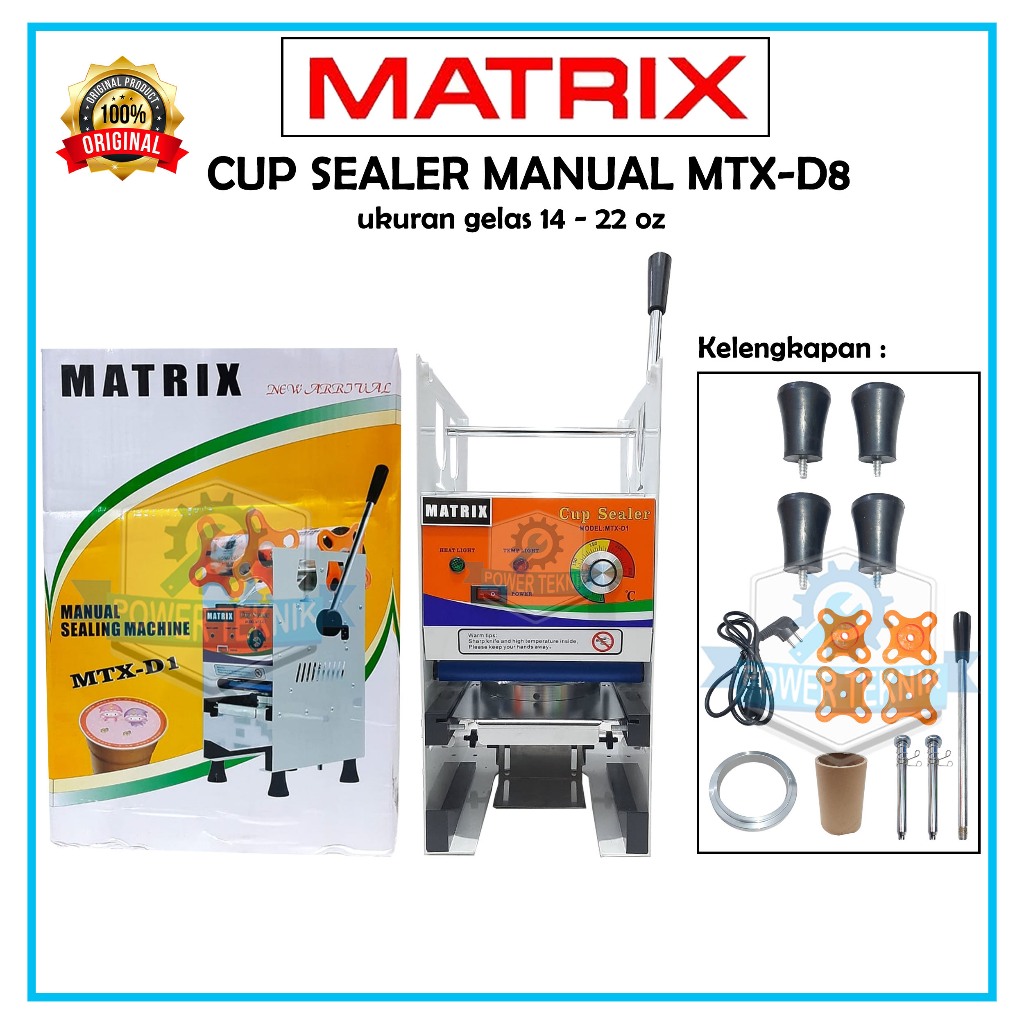 MATRIX Cup Sealer Mesin Press Cup Gelas Plastik MTX-D1 Mesin Segel Tutup Plastik Manual Matrix D1