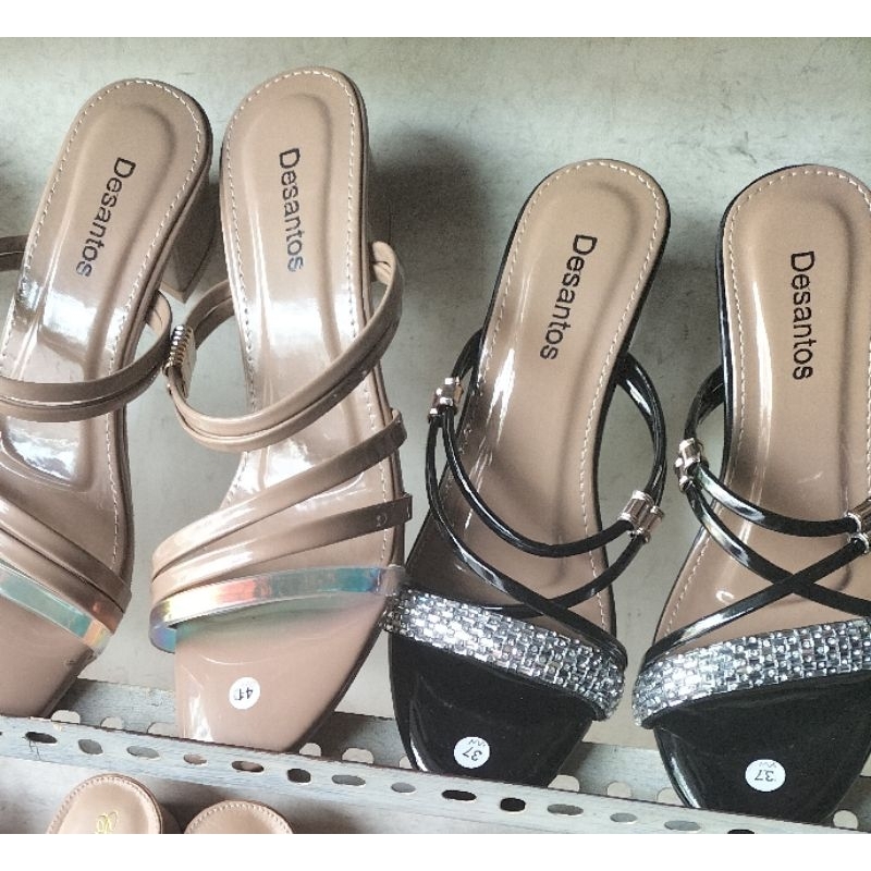 Sandal hak selop pesta wanita merk desantos size 37-40