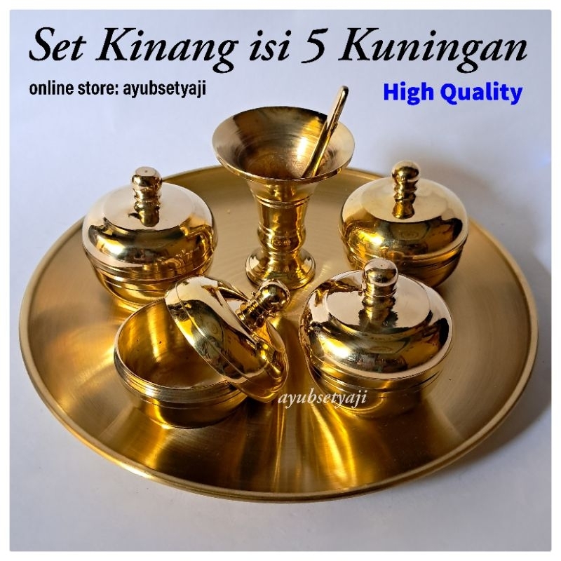 Tumbuk Sirih Set Cocoh Kinang isi 5 KUNINGAN Kinangan BRASS antik wadah kinang Alat Penumbuk sirih B