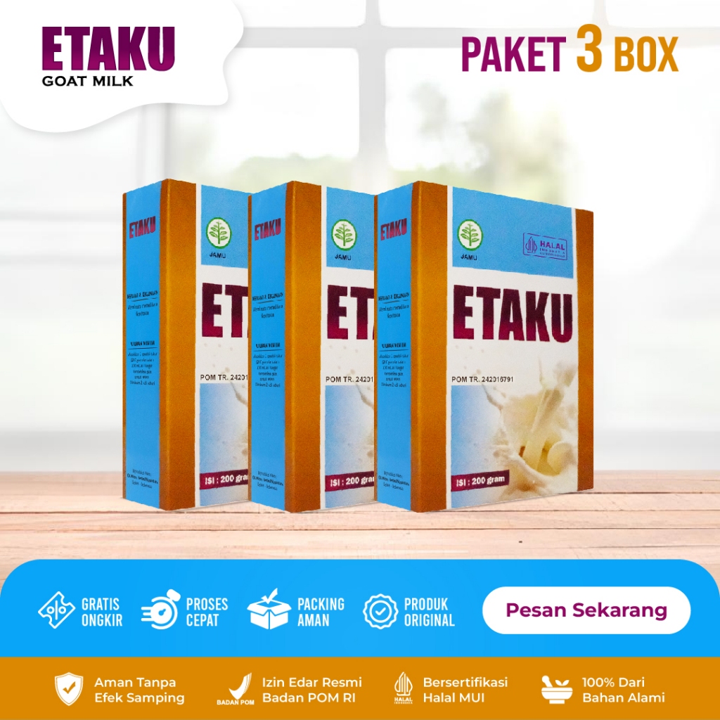 

Etaku Goat Milk Susu Kambing Etawa Asli Paket 3 Box