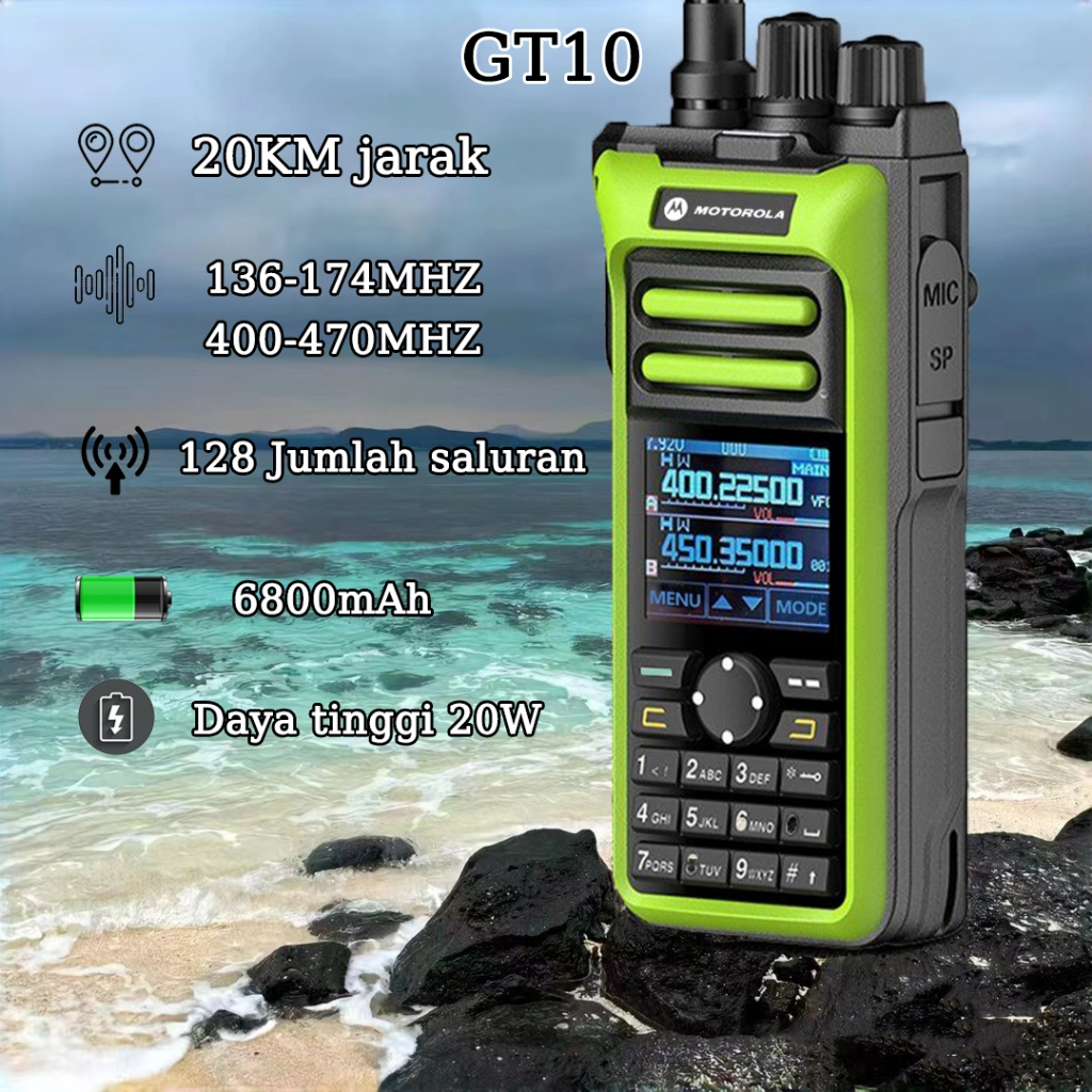 Aloevera12 Ht Motorola Lkie-Talkie Daya Tinggi 20 Tt Radio Dua Arah Jangkauan 25Km Fm/Am Pengisian