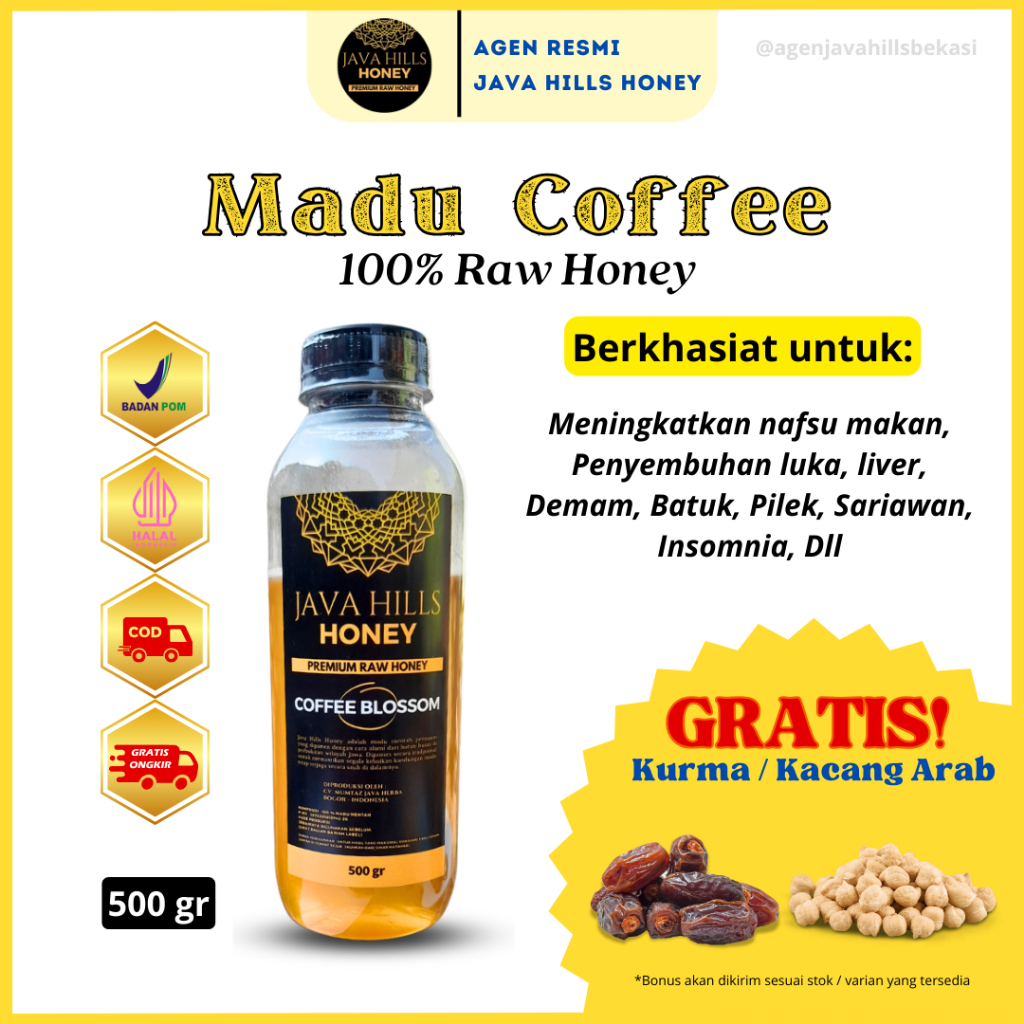 

500 Gr Madu Coffee 100% Dari Nektar Pohon Kopi Madu Murni dan Asli Varian Kopi 100% Raw Honey Java Hills Honey