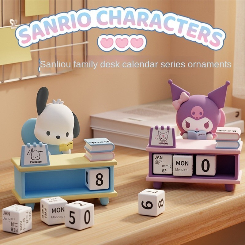 

Seri Kalender Sanrio Kuromi Pochacco Boneka Dekorasi Kecil Buatan Tangan Aksesori DIY Kartun Kalender Abadi