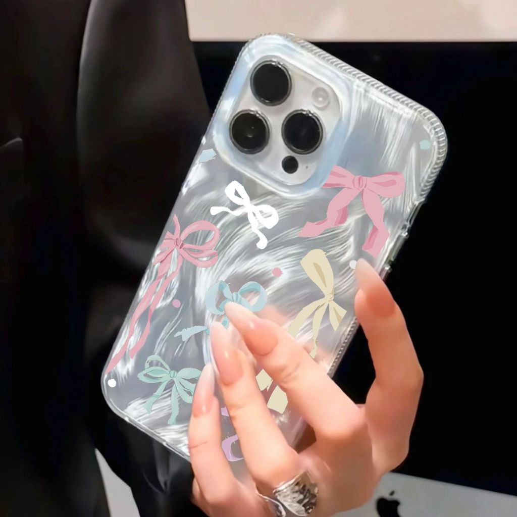 Rainbow PITA Silver Feather Hologram Case Iphone - Hardcase/Casing Hp Compatible For Iphone 7 8 7Plu