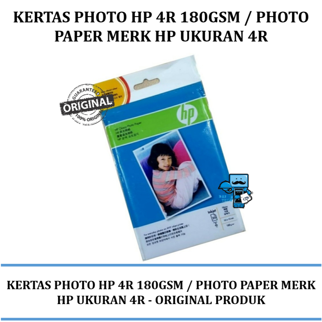 kertas photo HP 4R 180gsm / Photo paper merk HP ukuran 4R