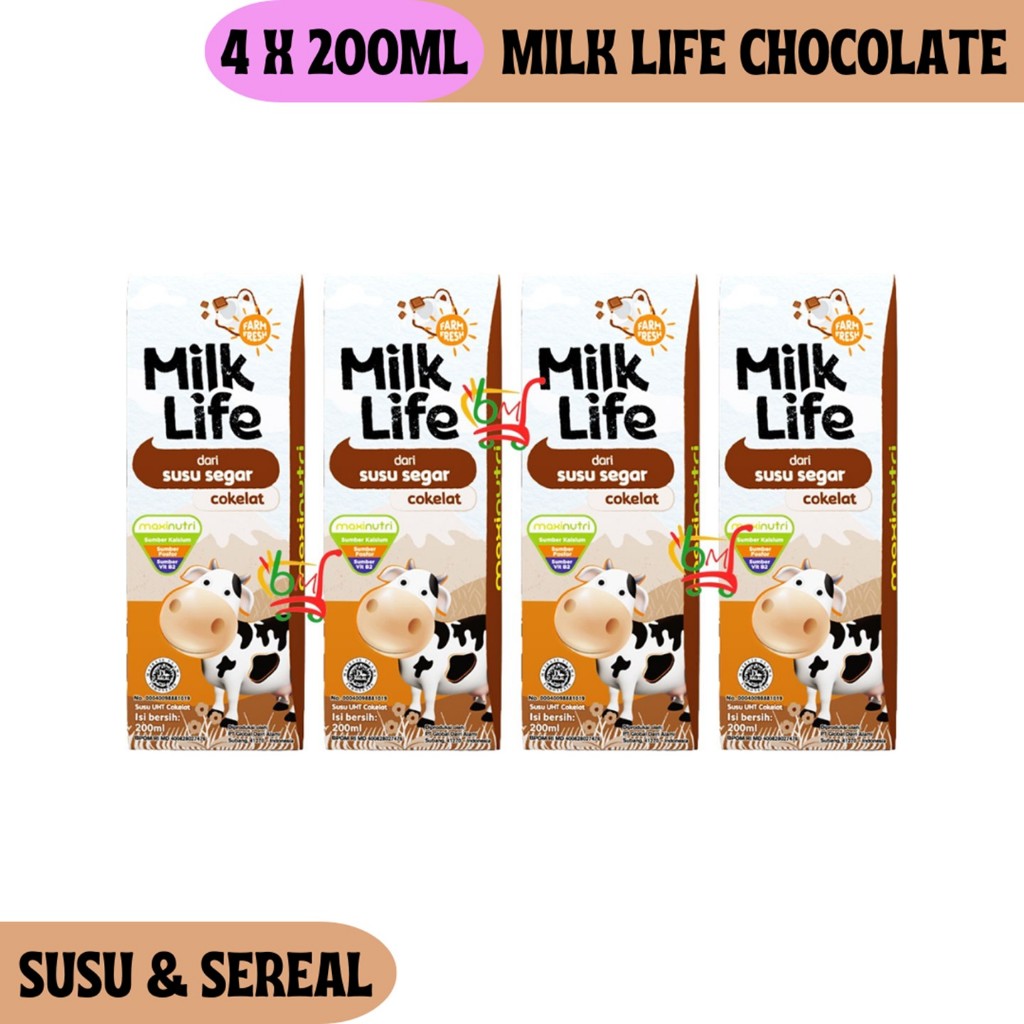 

4PCS Milk Life Cokelat Susu Sapi Segar Rasa Coklat