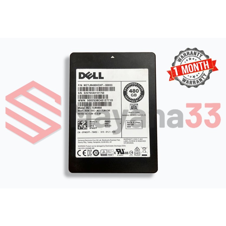 SSD DELL PM863 Server Enterprise 480GB SATA 6 Gbps
