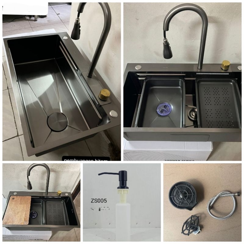 Kitchen Sink Stainless 7545 Hitam / Kitchen Sink Handmade 7545 / Bak Cuci Piring 7545 Hitam