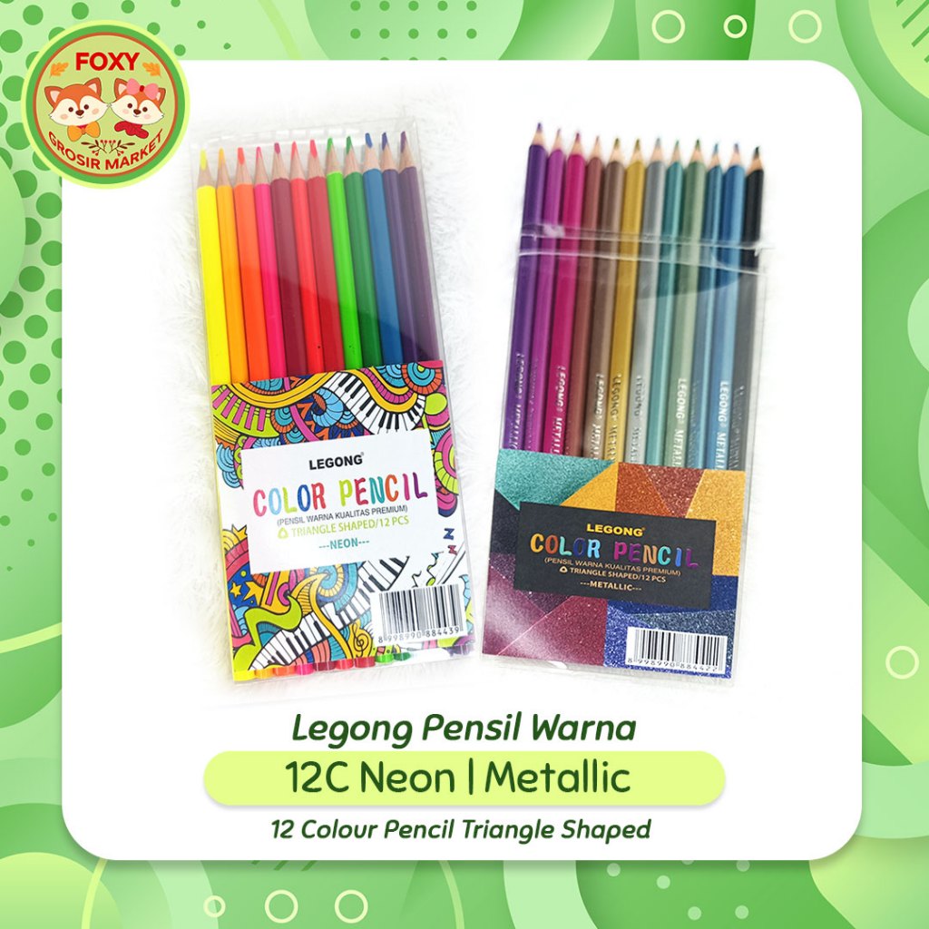 

PENSIL WARNA LEGONG 12C / Metallic Neon Colour / Color Pencil Legong 12 Warna