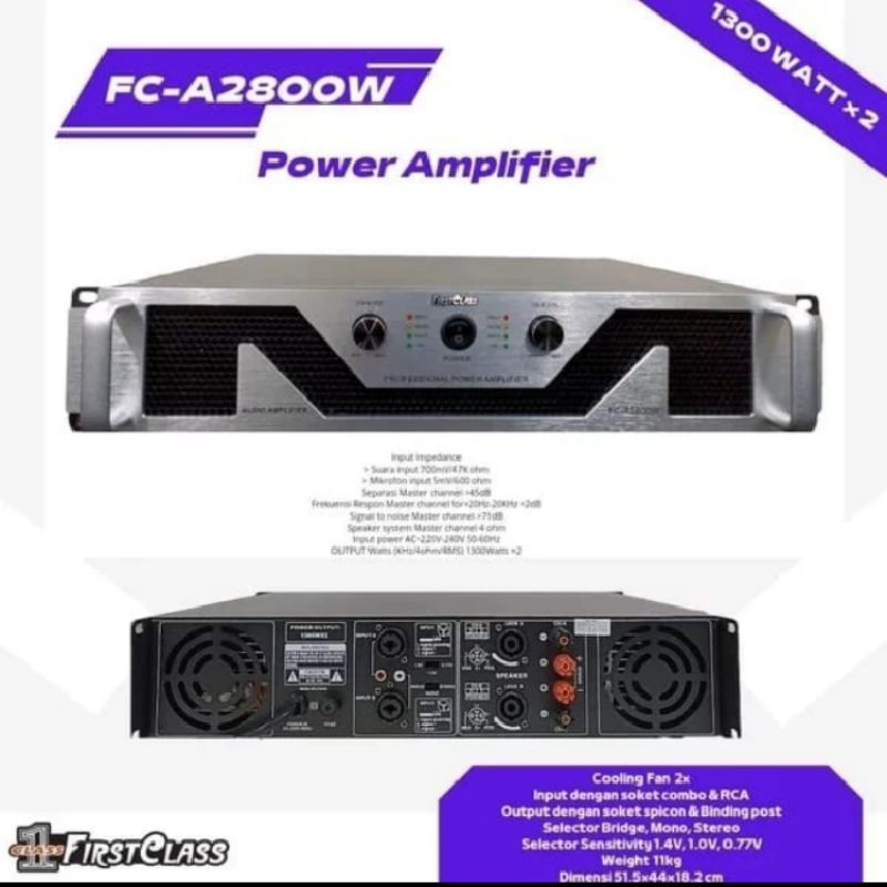 POWER AMPLIFIER FIRSTCLASS FCA2800W FIRST CLASS FC A2800W NEW