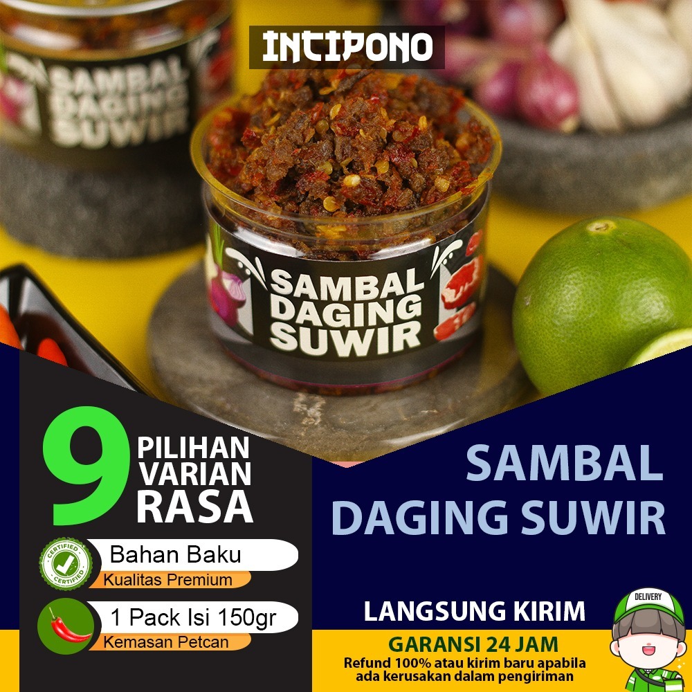 

Incipono Sambal Daging Suwir Pedas Kemasan Kaleng Rasa Daging Sapi Isi 150gr Frozen Food Halal Premium Hotel