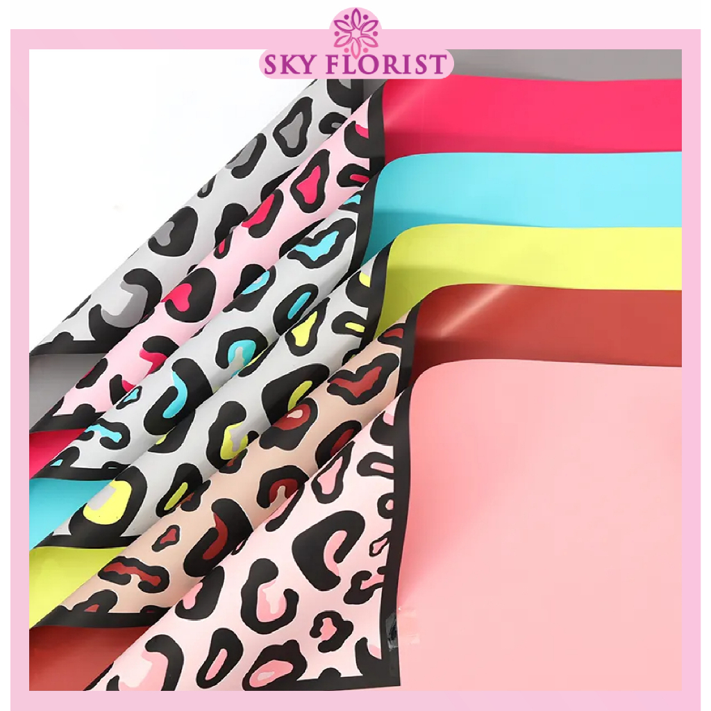 

20 LEMBAR Kertas Buket Bunga LEOPARD SKIN Cellophane Motif Macan Tutul Flower Wrapping KB6100