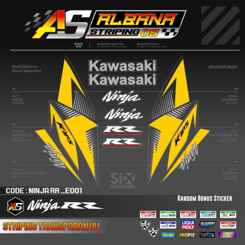 DEKAL STICKER TRANSPARAN NINJA RR 2013/STRIPING TRANSPARAN KAWASAKI NINJA RR 2013