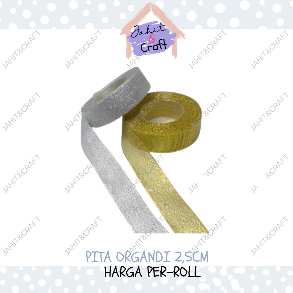 

Pita Emas & SILVER 1 Inch / Pita Hias Emas / Silver 2,5cm (1 Roll - 25 Yard) Pita hias satu warna