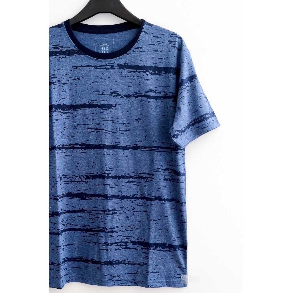 Kaos/T-Shirt Red Label Biru Tutone Abstrak (Unisex, untuk Pria & Wanita)