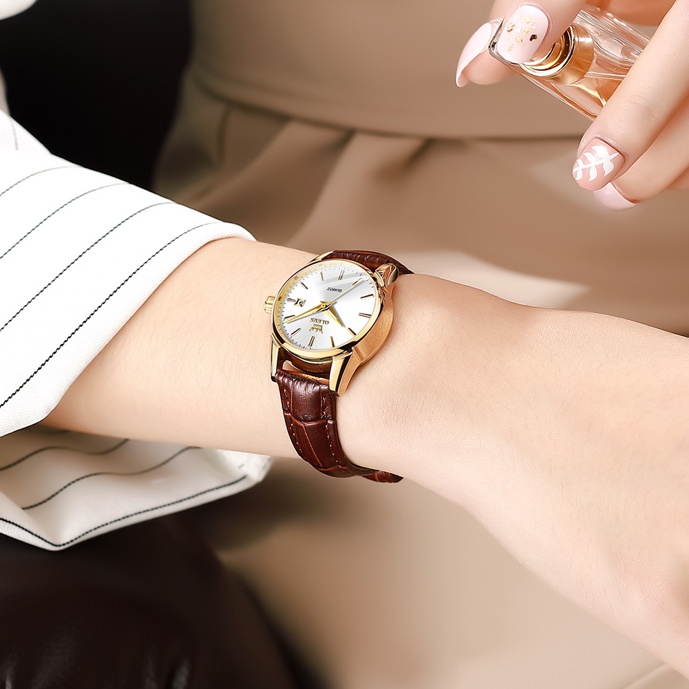 Olevs Jam Tangan Couple Pasangan Original Anti Air Analog Kulit Terbaru Cod