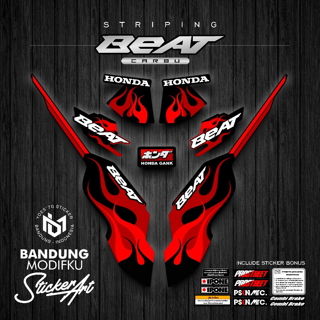 STRIPING STICKER MOTIF 18 / HONDA BEAT KARBU / BANDUNG MODIFKU / BETCARBU / STICKER VARIASI