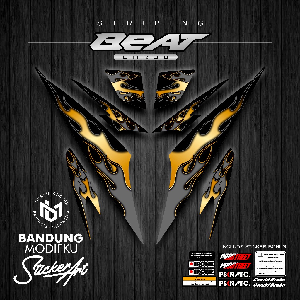 STRIPING STICKER MOTIF 23 / HONDA BEAT KARBU / BANDUNG MODIFKU / BETCARBU / STICKER VARIASI