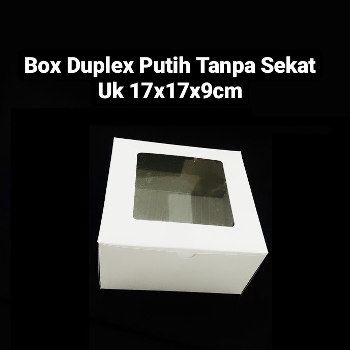

( 5 pcs ) Box Putih Duplek Ukuran 17x17xcm Hampers Packaging Kue Tart Dus Kotak Polos Kemasan Brownies Tanpa Sekat