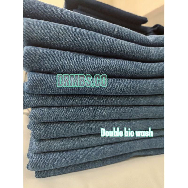 KAIN DENIM WASH DOUBLE BIO POTONGAN JEANS TEBAL NON STRETCH