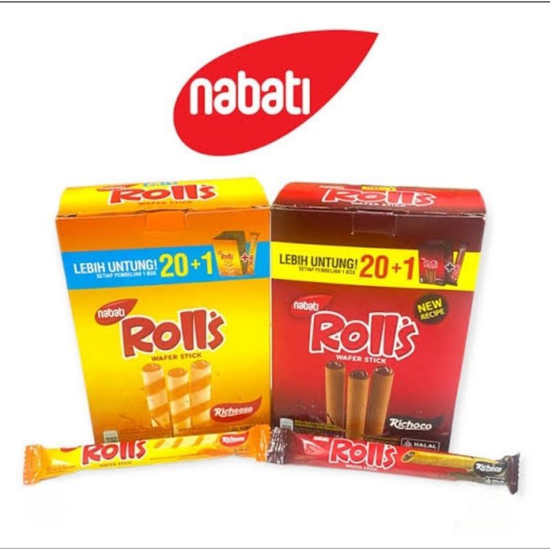 

Nabati rolls box 20 pcs x 6 gr | rolls cheese chocolate richeese coklat keju snack cemilan anak