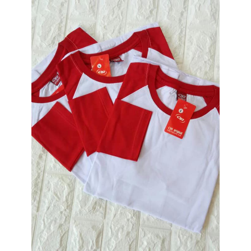 Kaos Raglan Merah Putih// Kaos Merah Putih 17 Agustus Kaos Pria Wanita Polos // Kaos Hut RI Indonesi