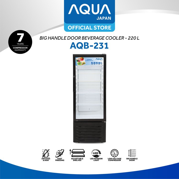 AQUA AQB-231GO Showcase Lemari Pendingin Display Cooler 4 Rak 220 Liter Garansi Resmi